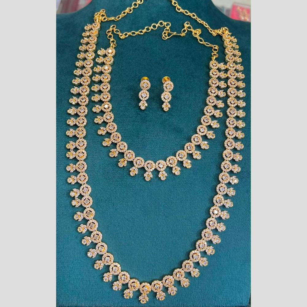 Sona Covering Fancy Austrian Stone Double Necklace Set