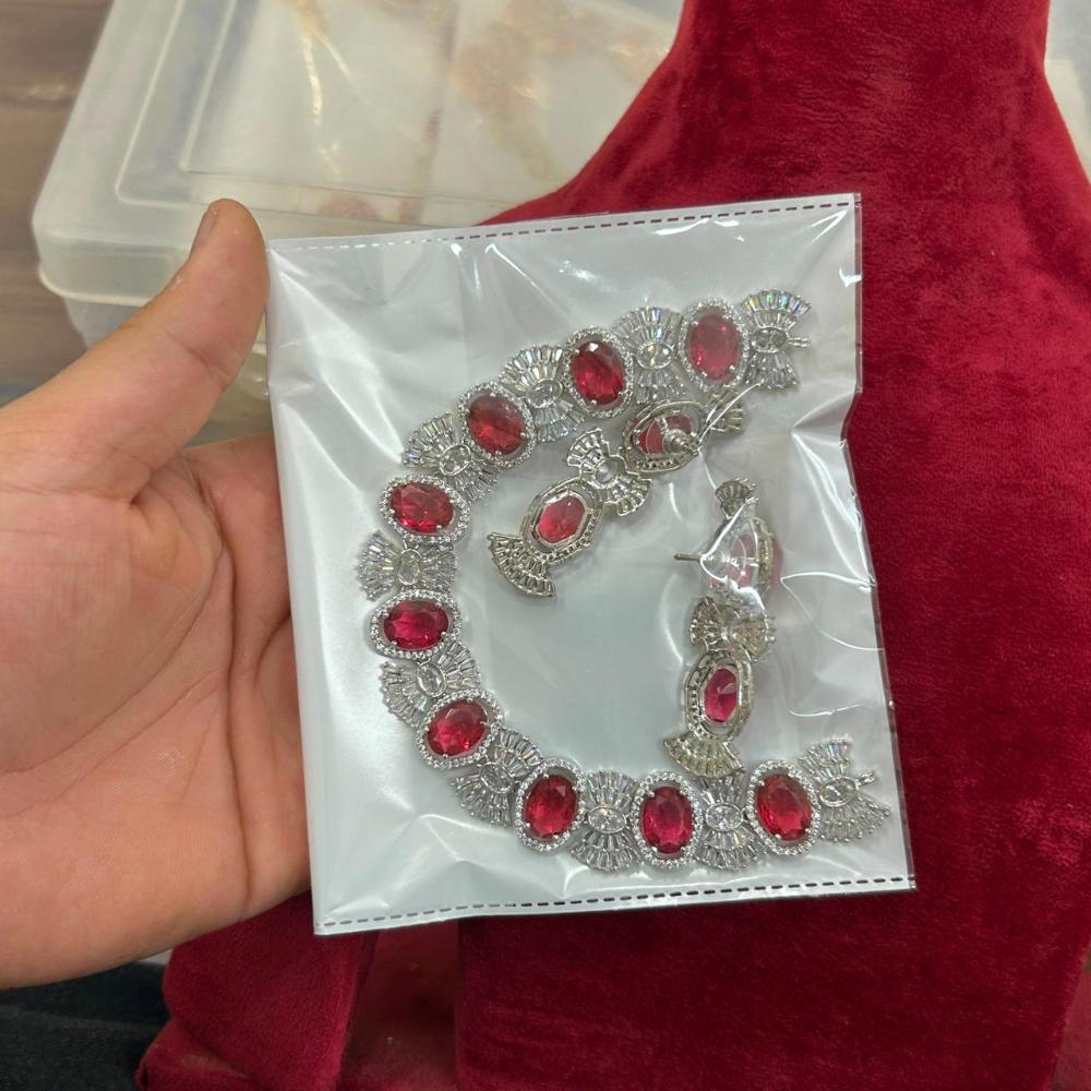 Sona Covering Designer American Daimond Necklace Set