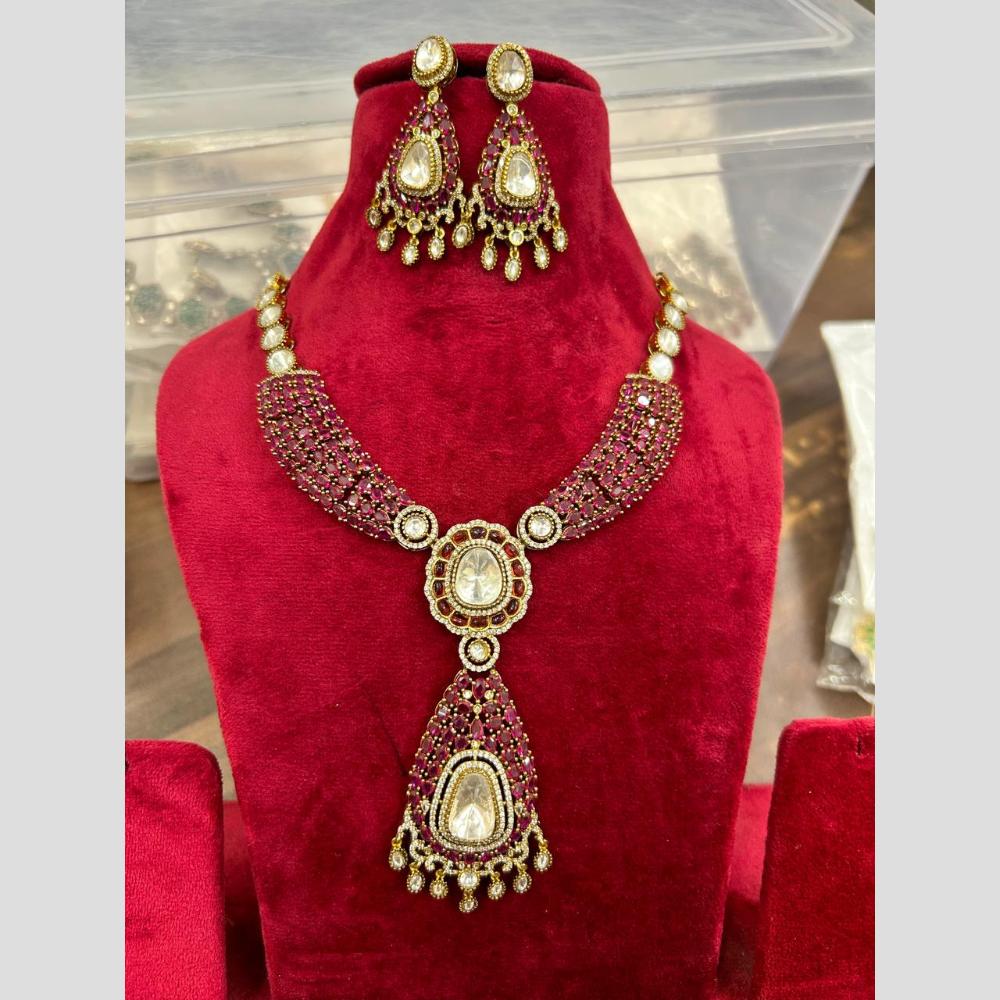 Sona Covering Exquisite Polki Kundan And American Daimond Necklace Set