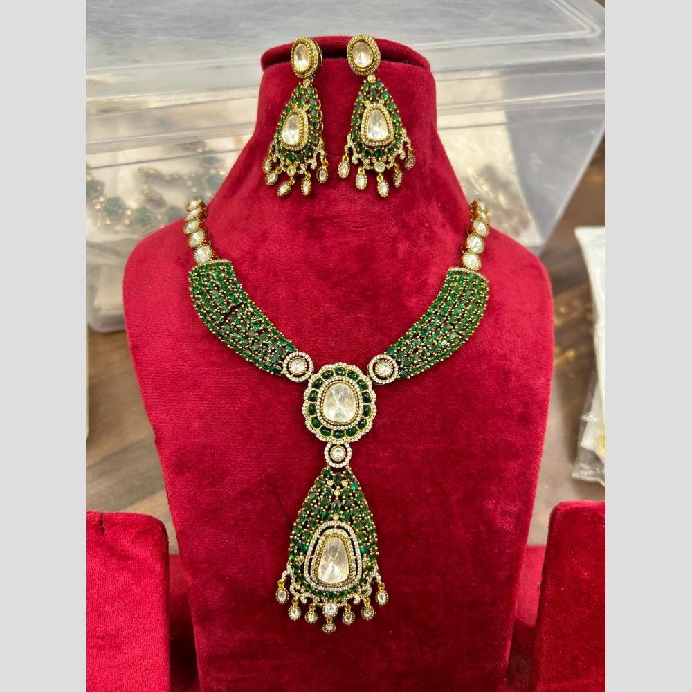 Sona Covering Exquisite Polki Kundan And American Daimond Necklace Set