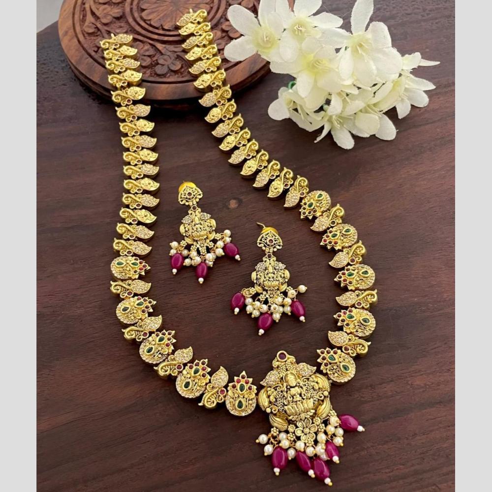 Sona Covering Handcrafted Jadau Pota Stone Pearl And Beads Temple Long Necklace Set