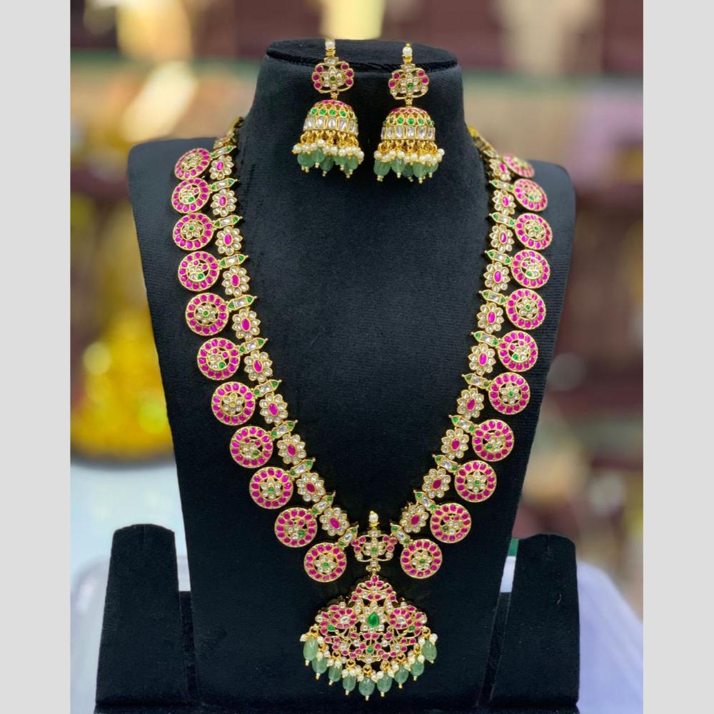 Sona Covering Elegant Jadau Pota Stone Pearl And Beads Designer Long Necklace Set