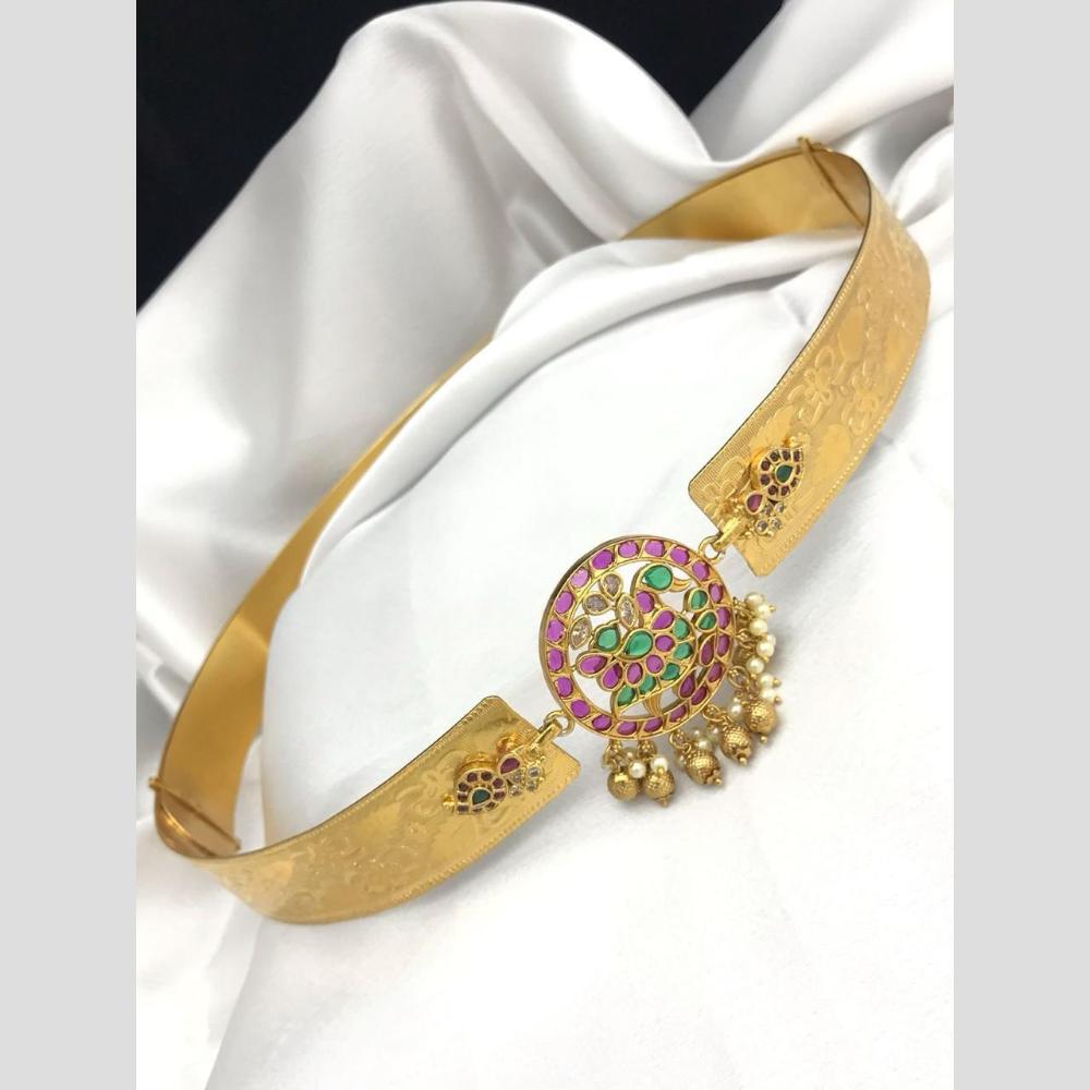 Sona Covering Traditional Pota Stone And Pearl Kamarbandh