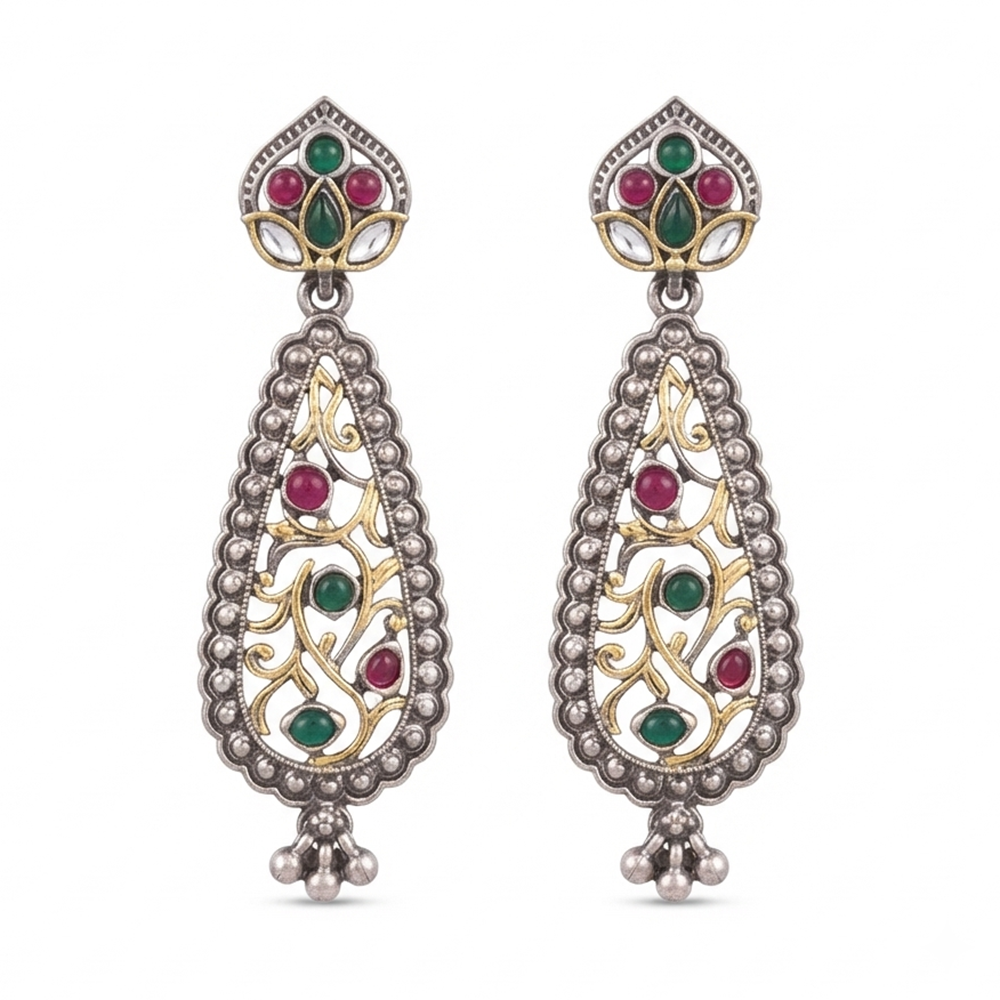 Urthn Trendy 2 Tone Dangler Earrings for Women | Modern Statement Jewellery for Party & Festive Wear - 1322202