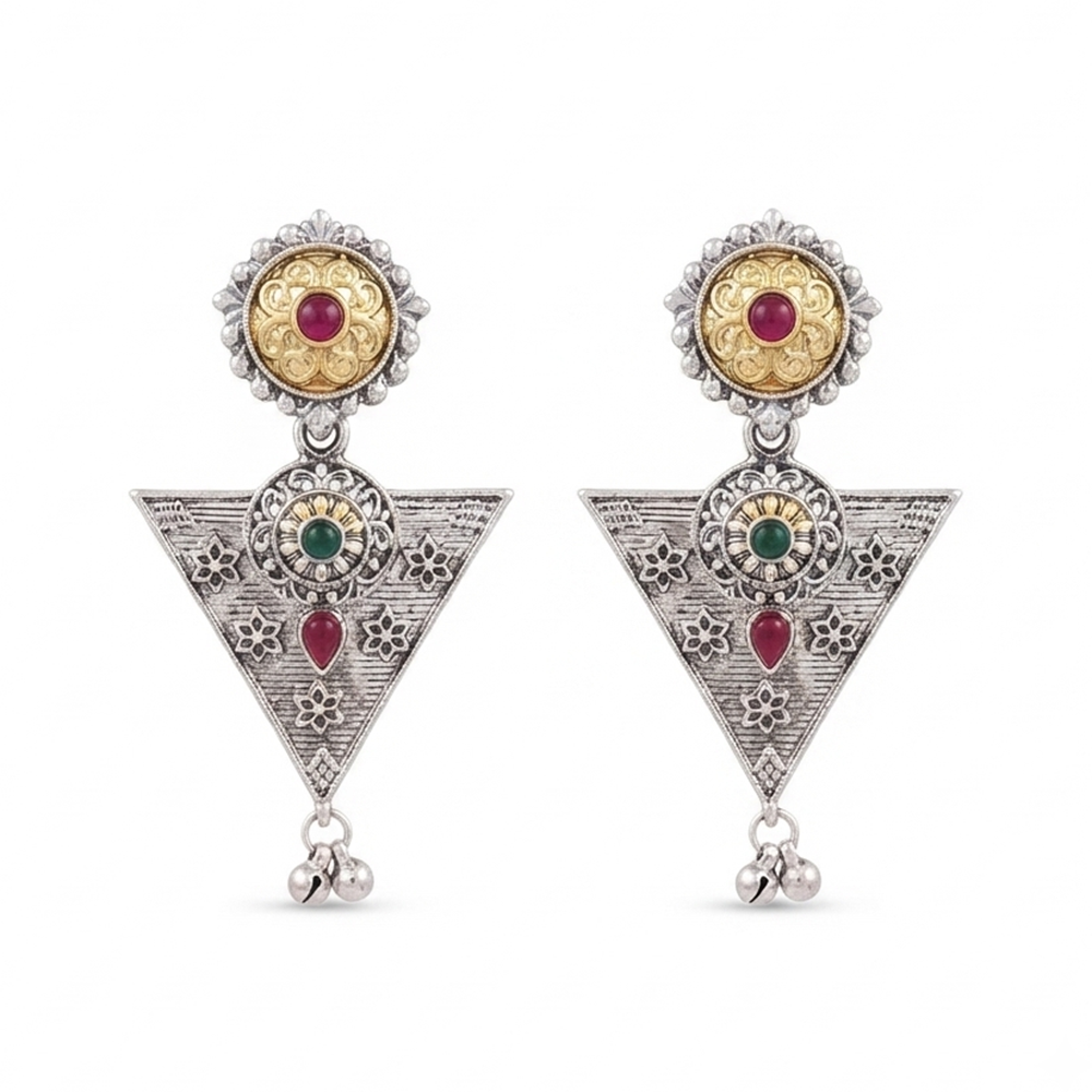 Urthn Trendy 2 Tone Dangler Earrings for Women | Modern Statement Jewellery for Party & Festive Wear - 1322203