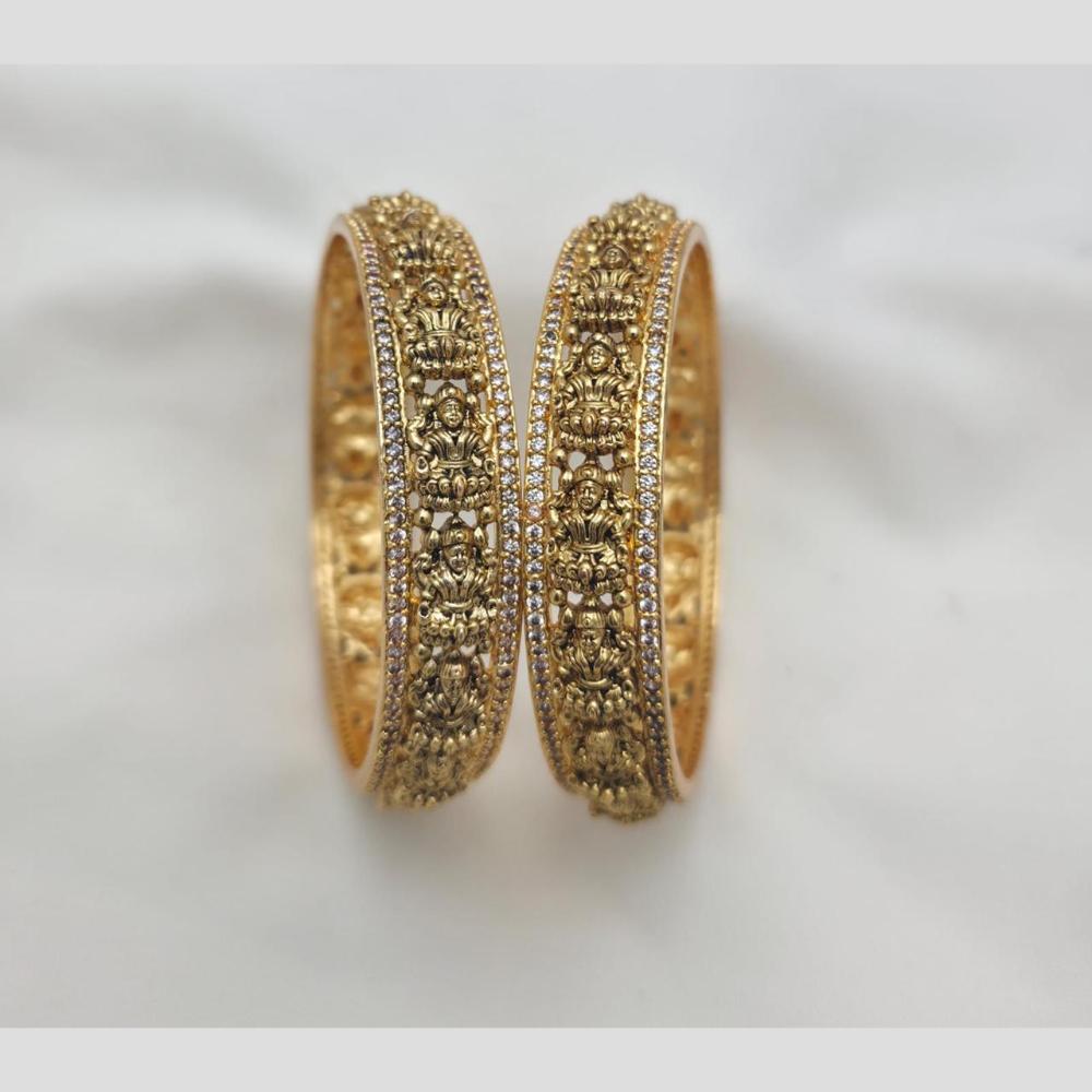 Sona Covering Ethnic Gold Plated Austrian Stone Temple Bangles Set