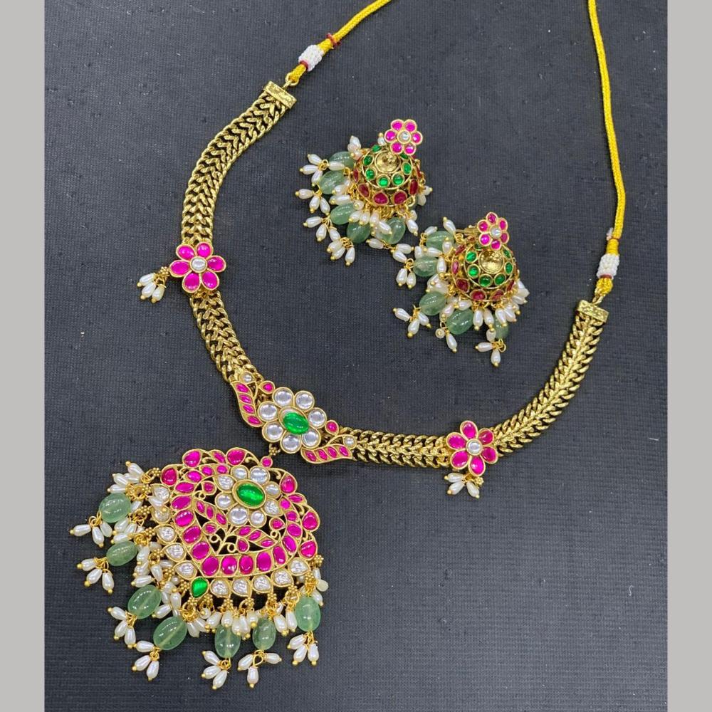 Sona Covering Elegant Jadau Pota Stone Beads And Pearl Necklace Set