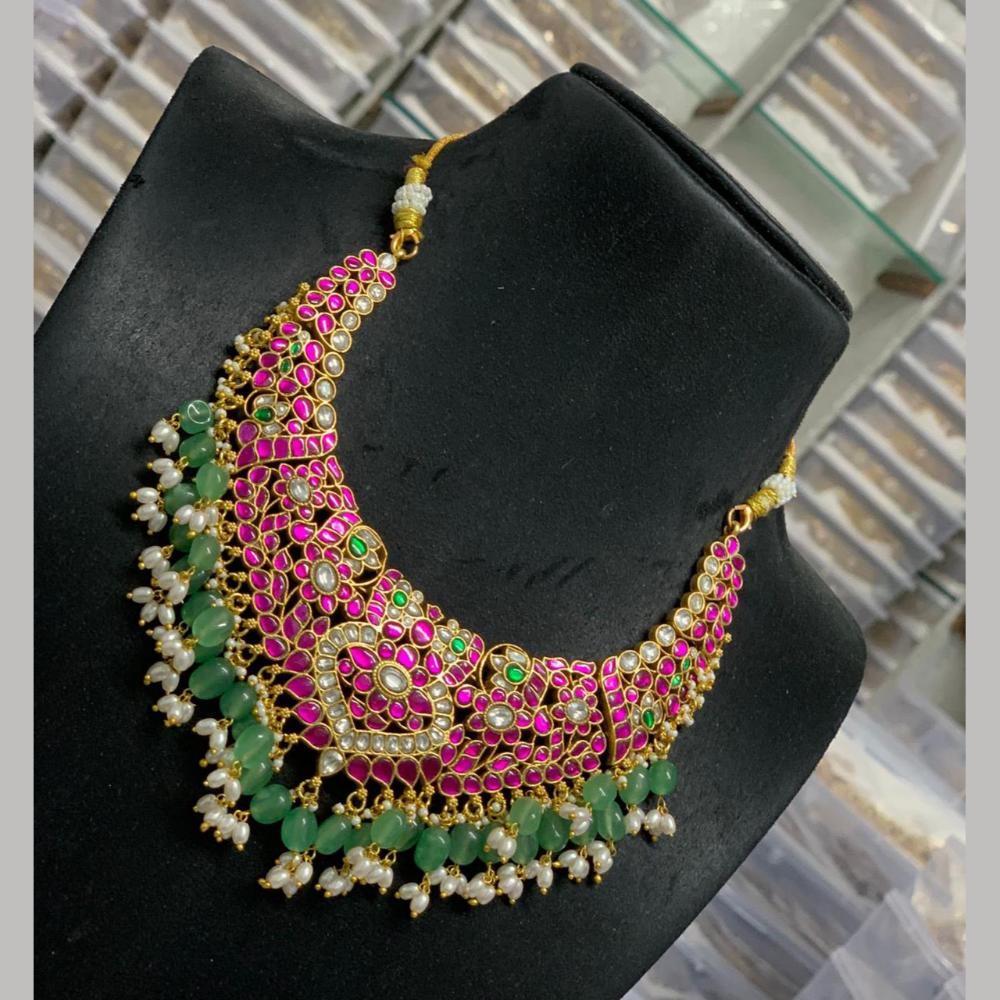 Sona Covering Elegant Jadau Pota Stone Beads And Pearl Necklace Set