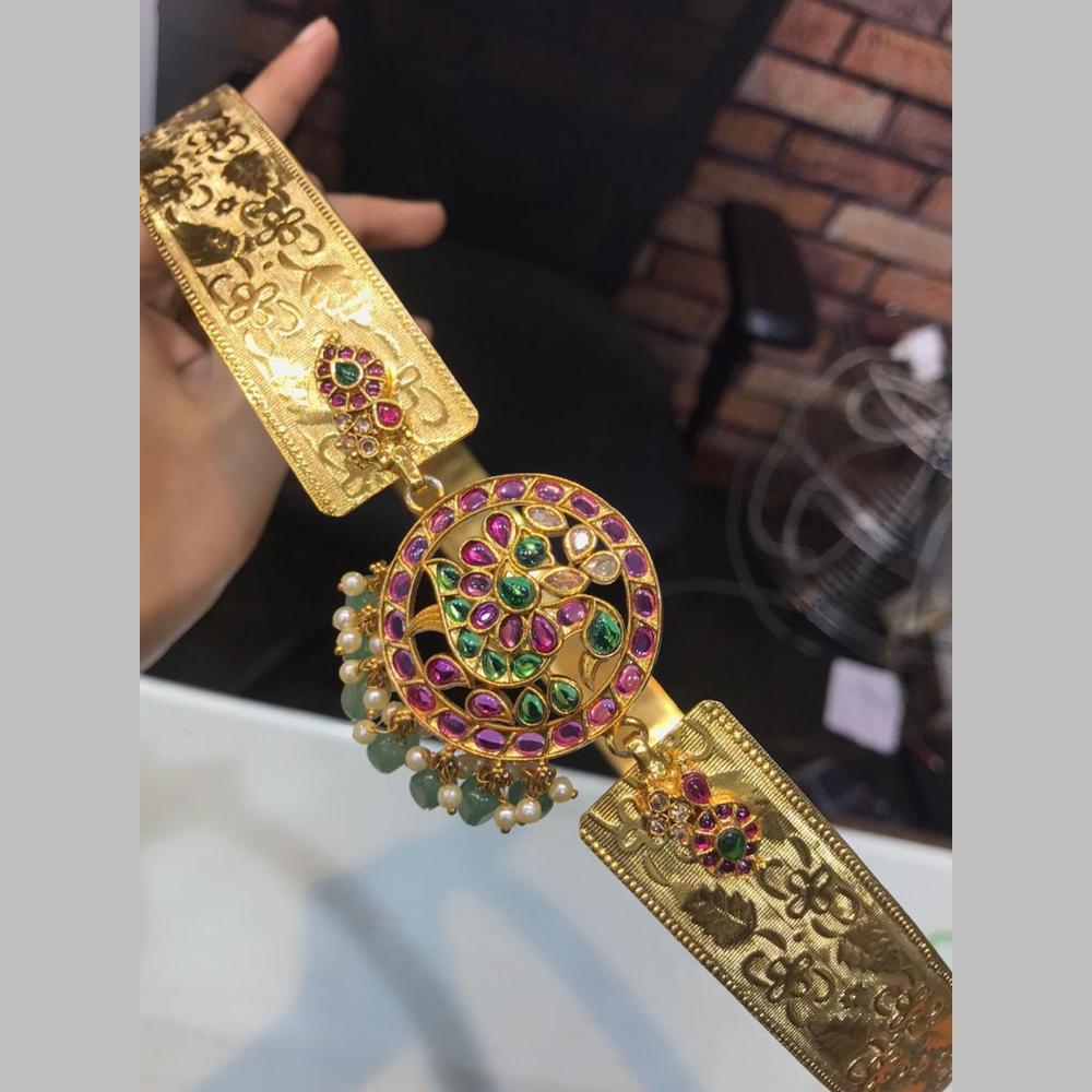 Sona Covering Traditional Pota Stone Beads And Pearl Kamarbandh