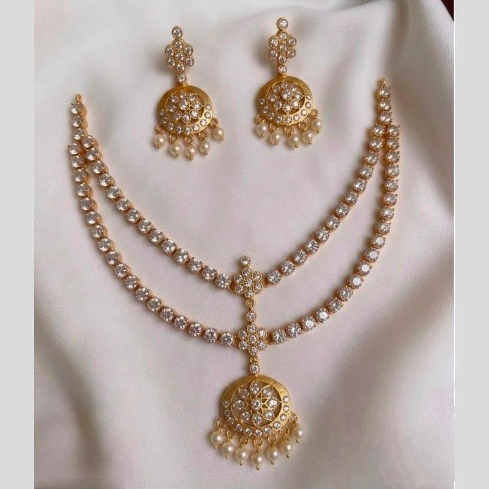 Sona Covering Luxury Pota Stone And Pearl Necklace Set