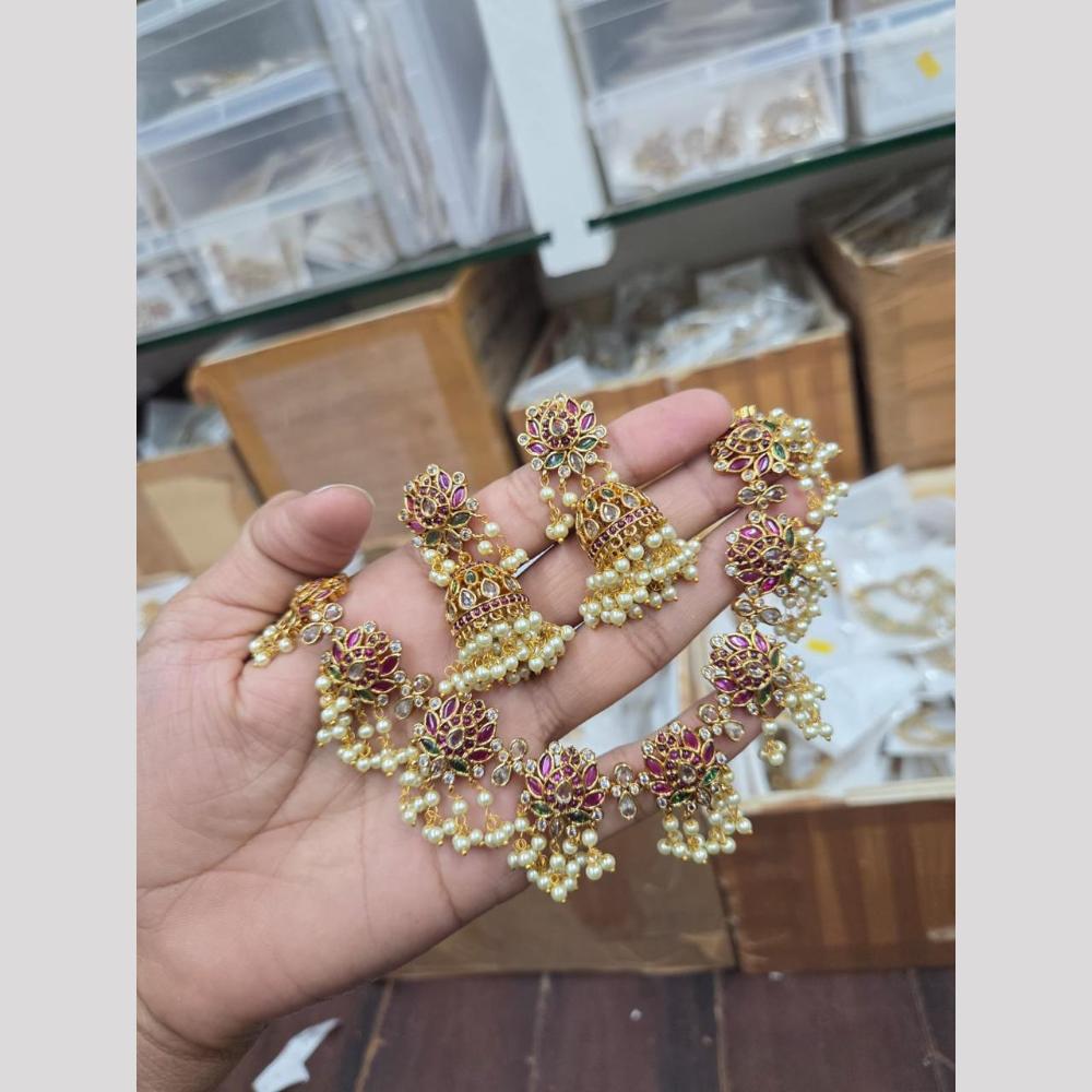 Sona Covering Luxury Pota Stone And Pearl Necklace Set