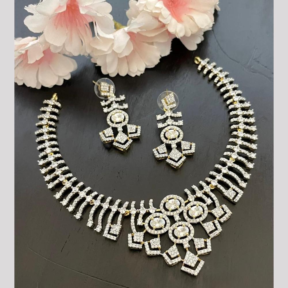 Sona Covering American Diamond Necklace Set with Matching Earrings