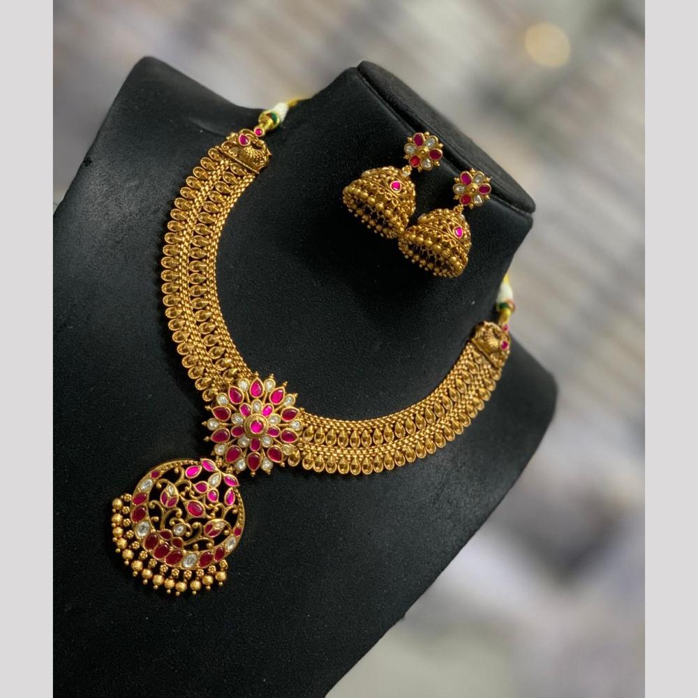 Sona Covering Luxury Pota Stone Pearl And Beads Necklace Set