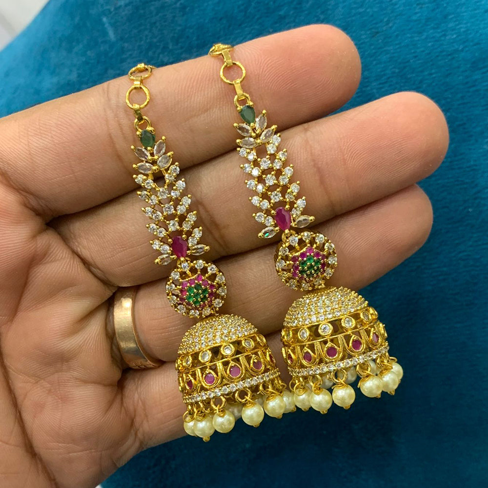 Sona Covering Premium Pota Stone And Pearl Long Jhumki Earrings for Women