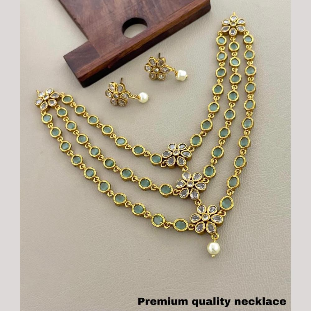 Sona Covering Delicate Pota Stone And Pearl Necklace Set