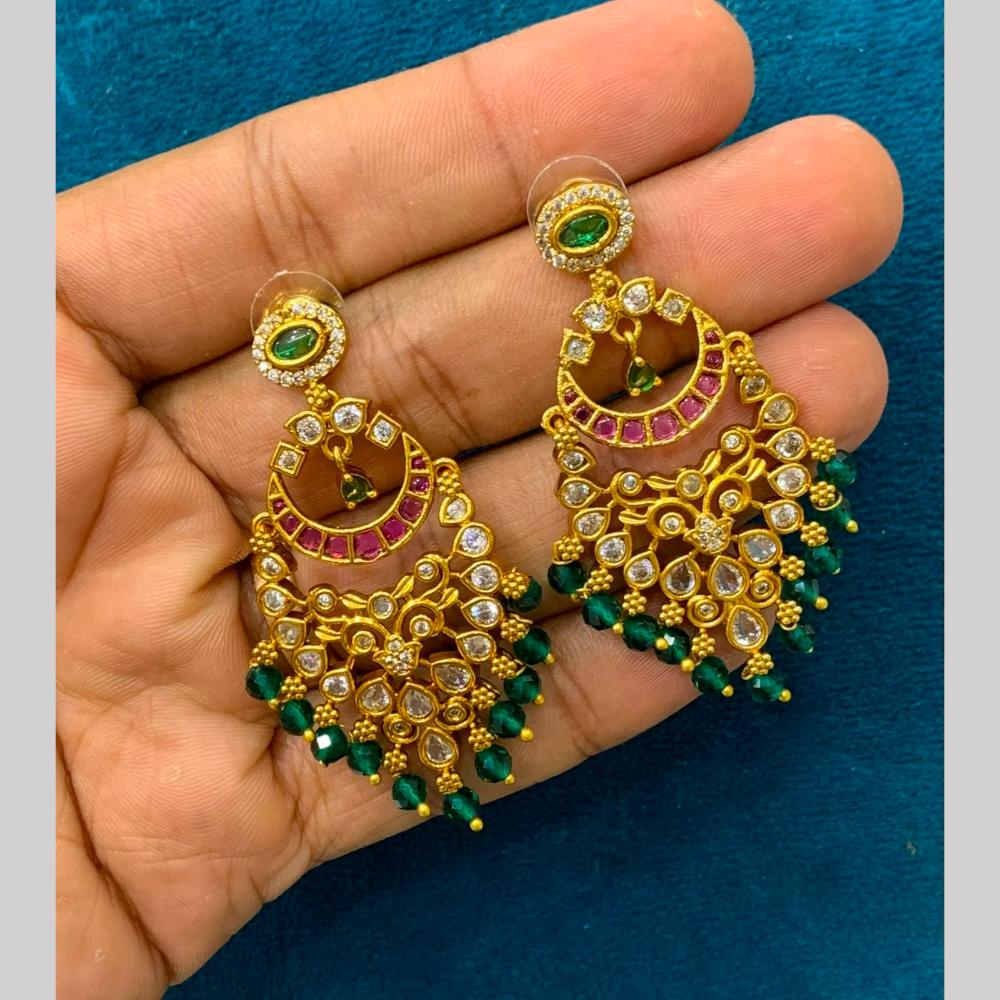 Sona Covering Elegant Pota Stone And Pearl Dangler Earrings