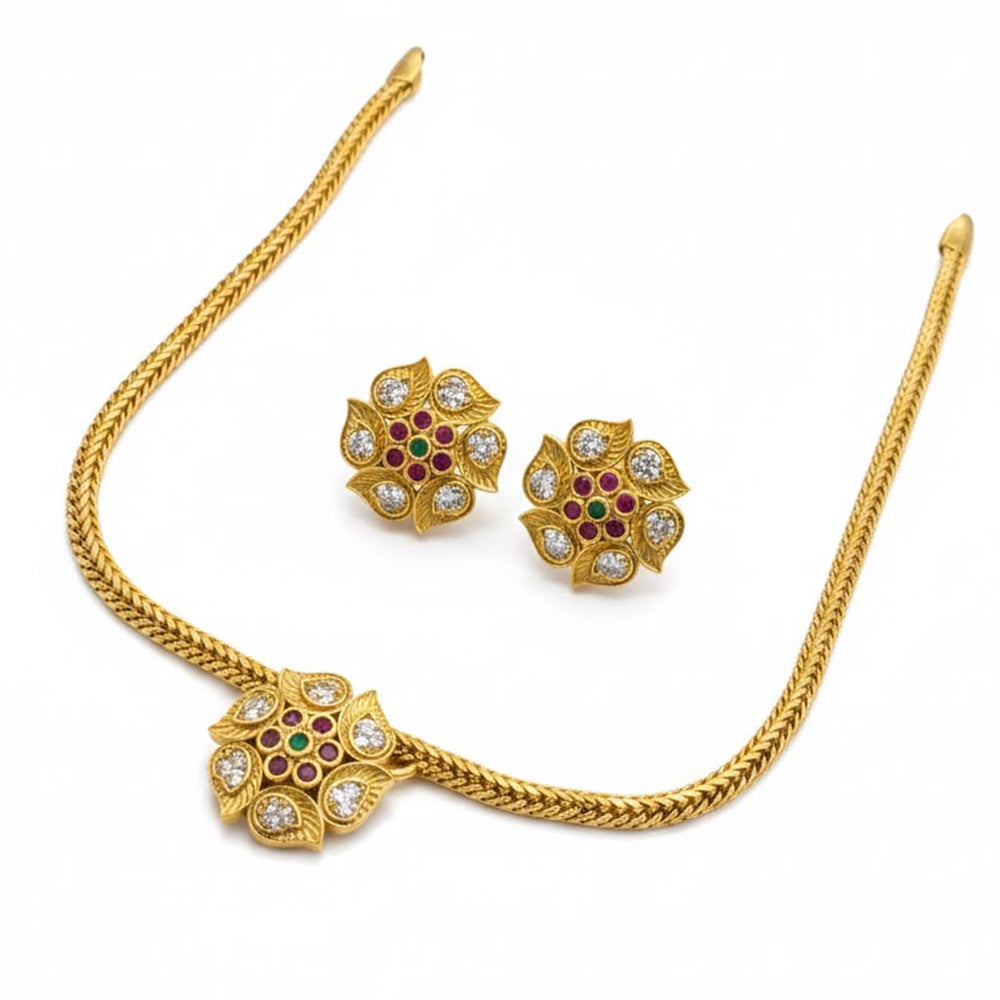 Sona Covering Delicate Pota Stone Necklace Set