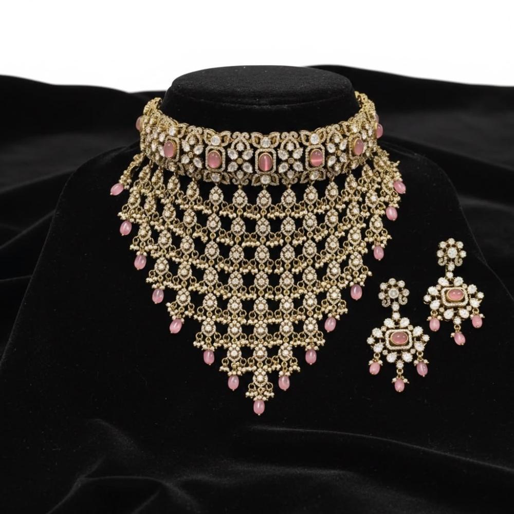 Sona Covering Polki Kundan Stone And Beads Choker Necklace Set