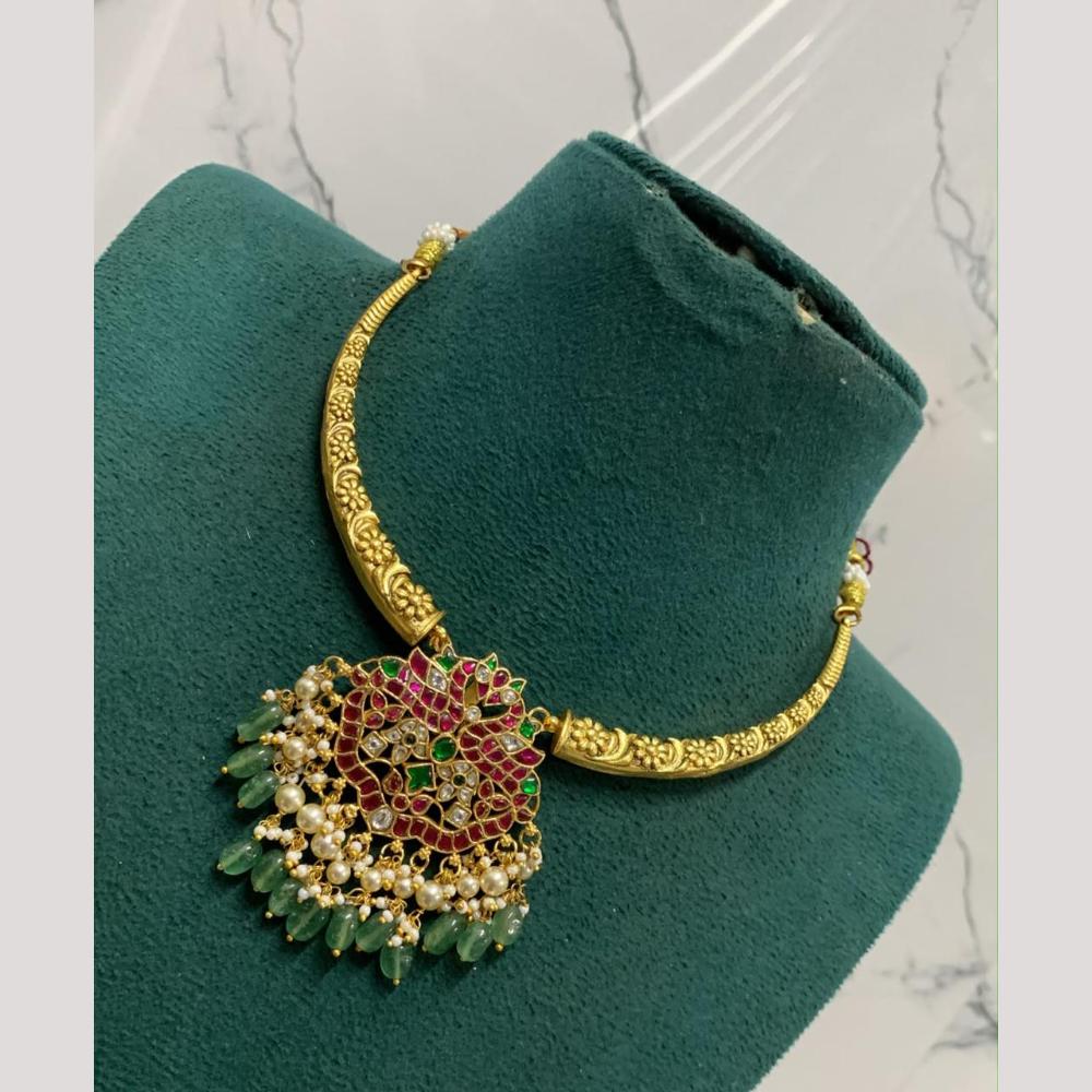 Sona Covering Pota And Kundan Stone Necklace Set