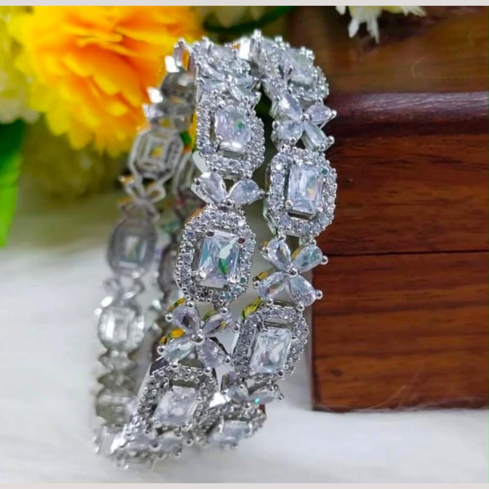 Sona Covering Sparkling American Diamond Bangles Set For Part Wear