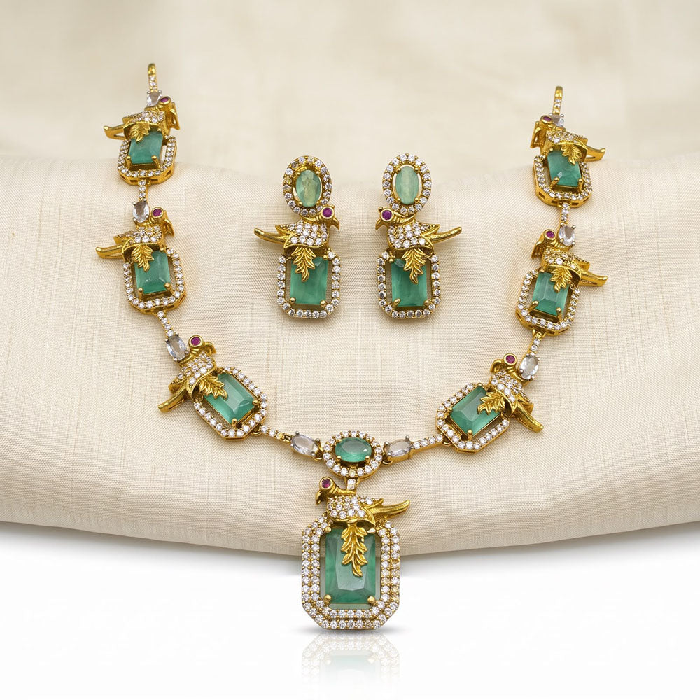 Sona Covering Premium American Diamond Designer Necklace Set