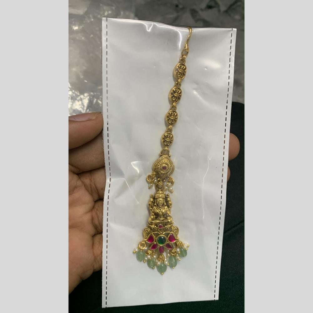Sona Covering Designer Pota Stone And Pearl Maangtikka