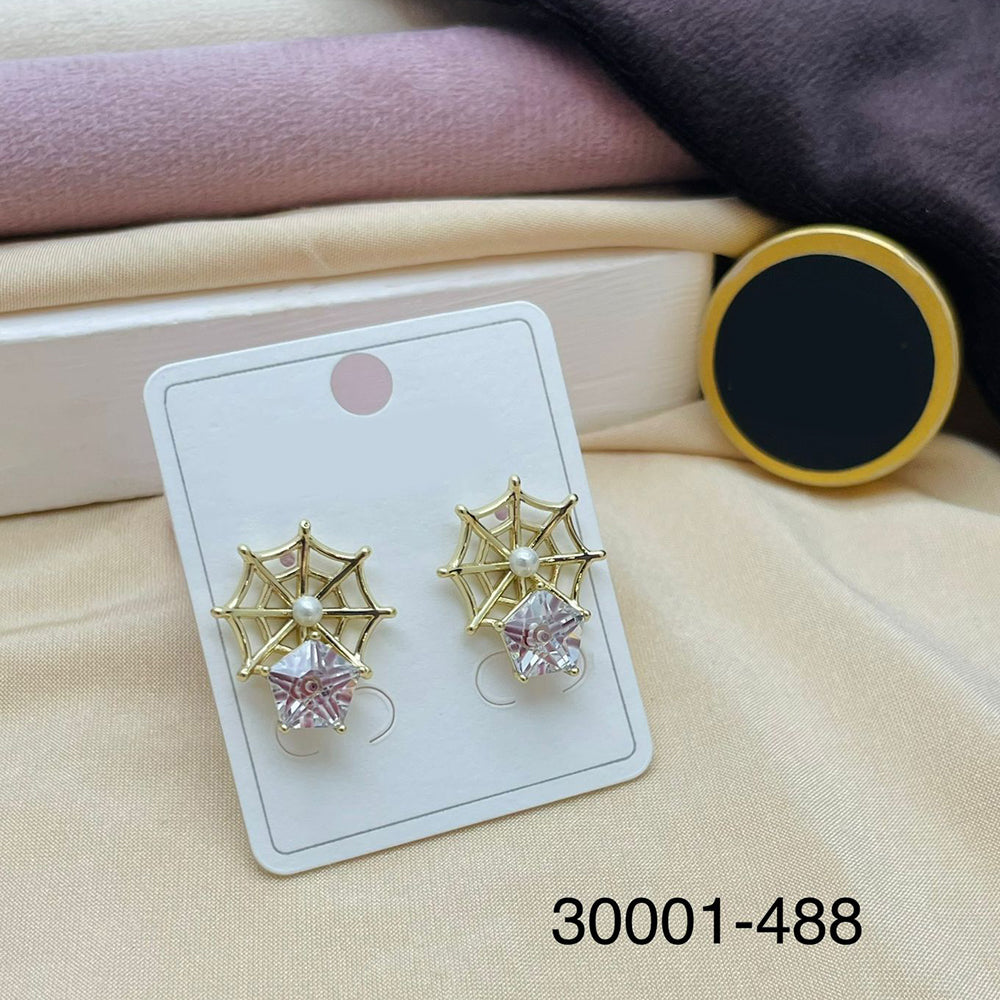 Klitz Stylish Spider Web Design Austrian Stone Stainless Steel Drop Earrings