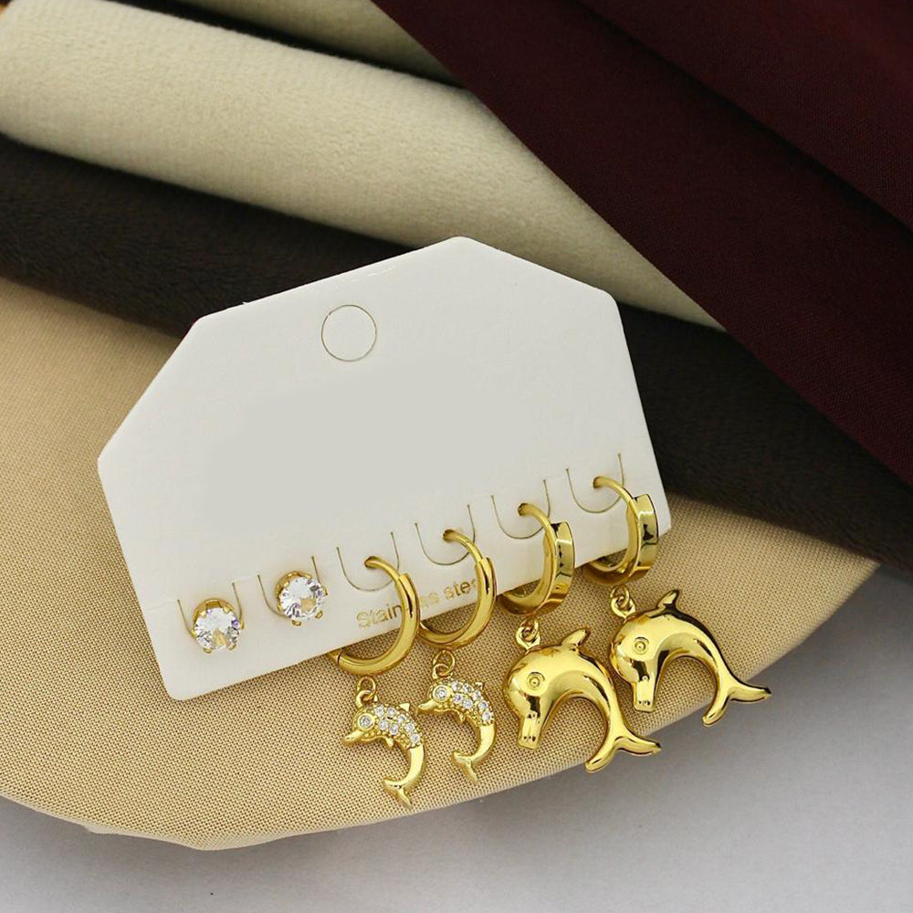 Klitz Designer Crystal Stone Studs Earrings Multi Set (Assorted Desing)