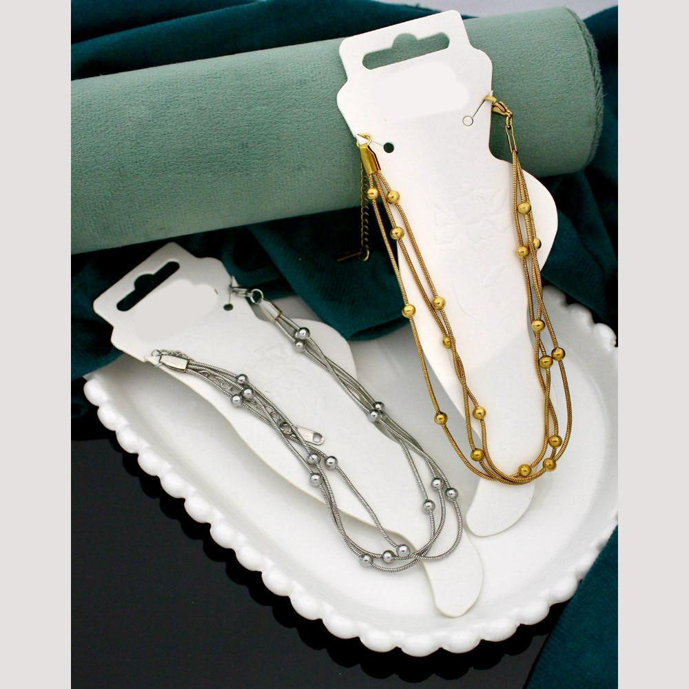 Klitz Stylish Stainless Steel Layered Anklet / Payal (Pack of 12)