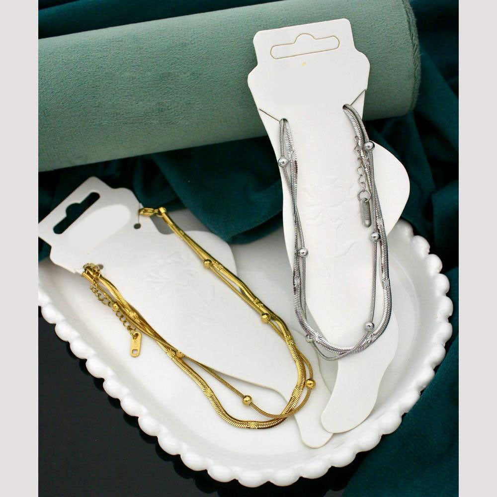 Klitz Stylish Stainless Steel Layered Anklet / Payal (Pack of 12)