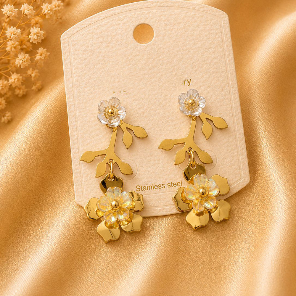 Klitz Elegant Flower Design Dangler Earrings for Women (Pack of 12)