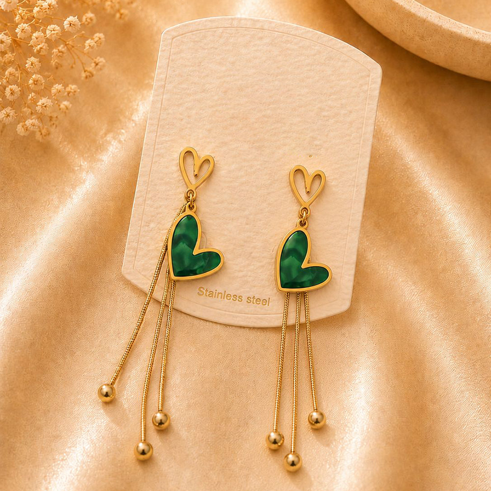 Klitz Elegant Heart Shape Dangler Earrings for Women (Pack of 12)