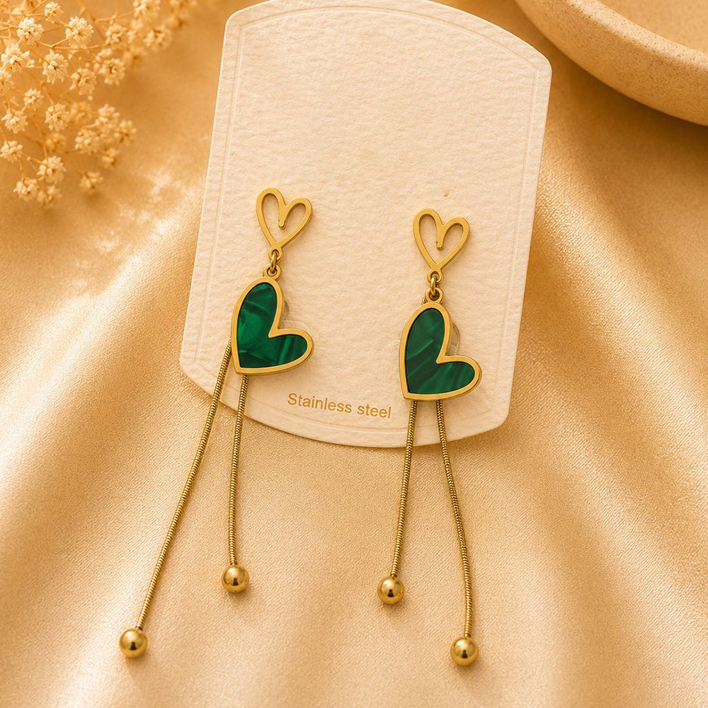 Klitz Elegant Heart Shape Dangler Earrings for Women (Pack of 12)