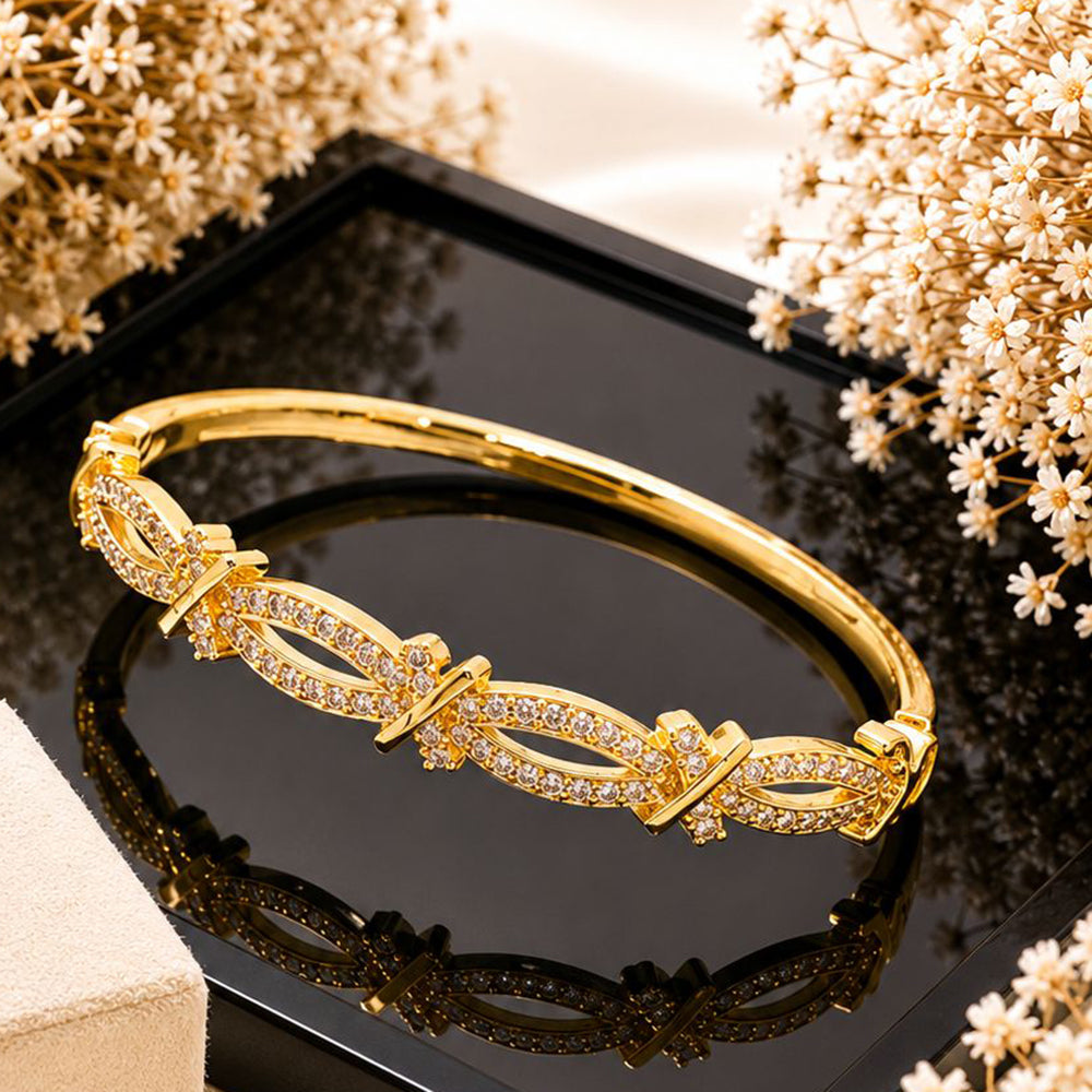 Klitz Pack Of 12 Gold Plated Austrian Stone Openable Kada