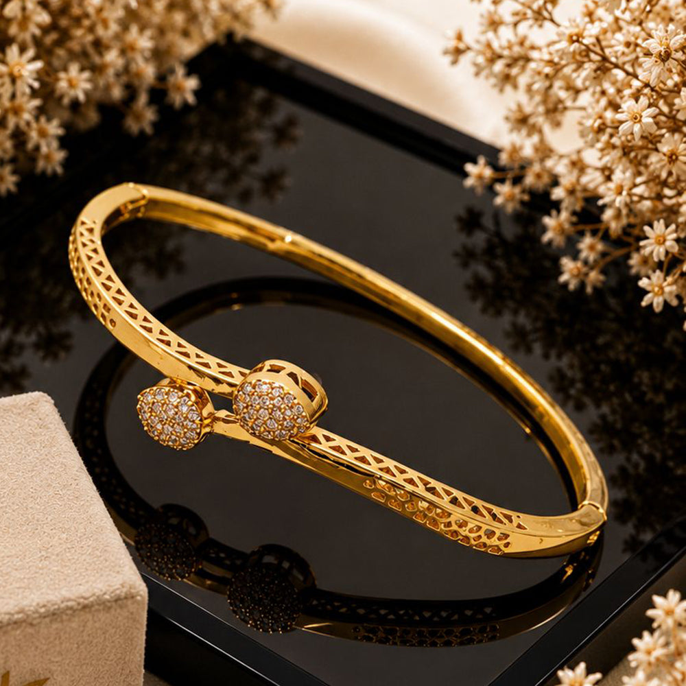 Klitz Pack Of 12 Gold Plated Austrian Stone Openable Kada