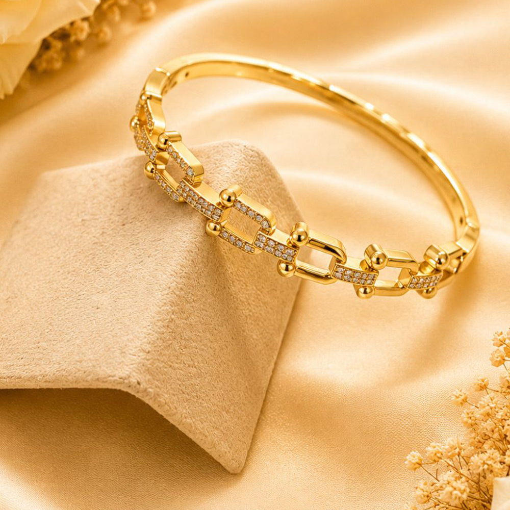 Klitz Pack Of 12 Gold Plated Austrian Stone Openable Kada