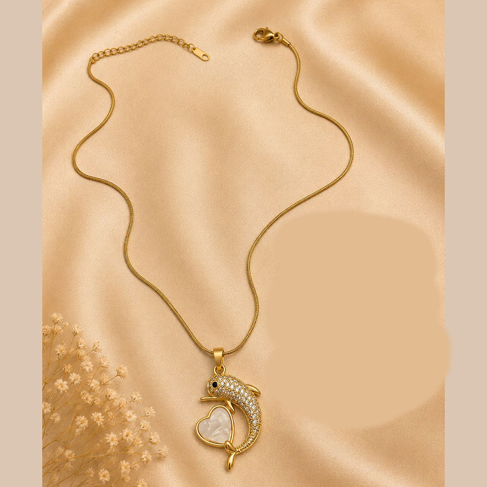 Klitz Fancy Stainless Steel Austrian Stone Dolphin Shape Necklace Set (Pack of 12)