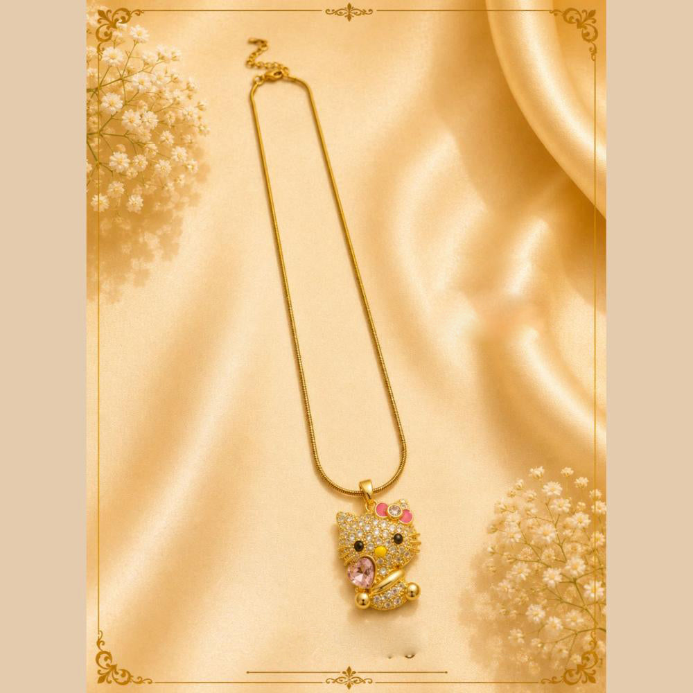 Klitz Fancy Stainless Steel Austrian Stone Cute Kitty Necklace Set (Pack of 12)