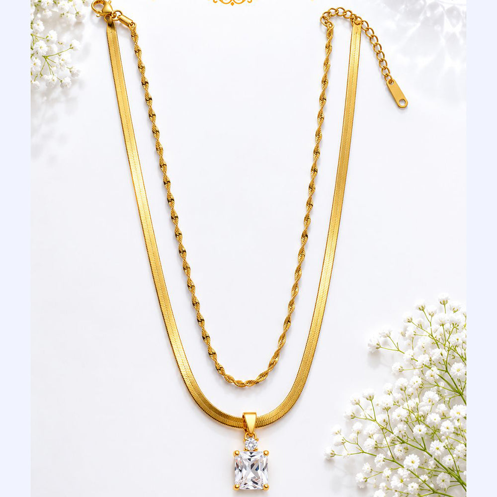 Klitz Premium Stainless Steel Herringbone And Beaded Chain Necklace