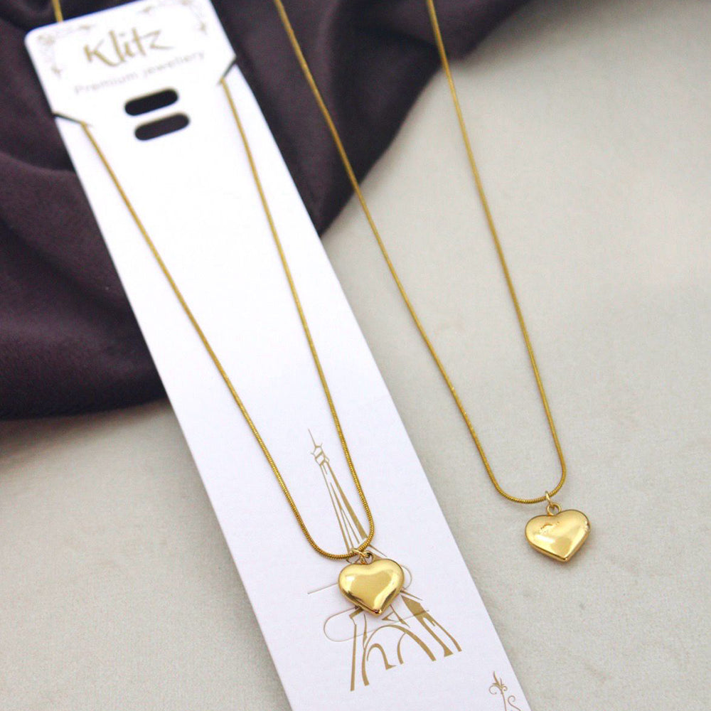 Klitz Stunning Gold Plated Austrian Stone Heart Chain Pendant