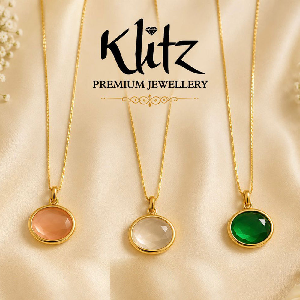 Klitz Stunning Gold Plated Crystal Stone Chain Pendant