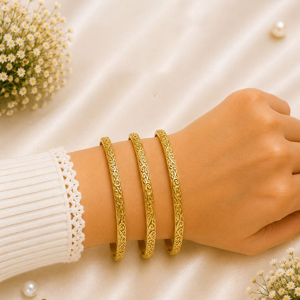 Klitz Gold Polish Designer Bangles Set
