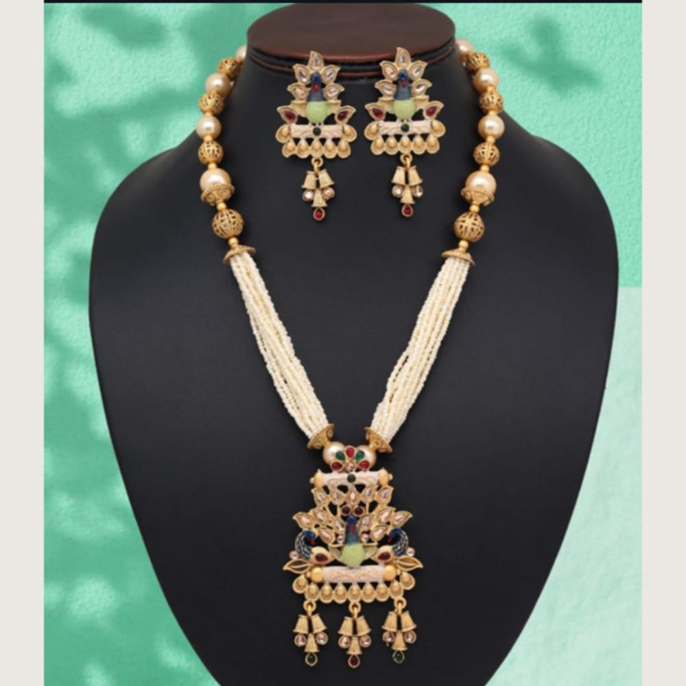 Dhirish International ClassicMeenakari Pearl Necklace Set