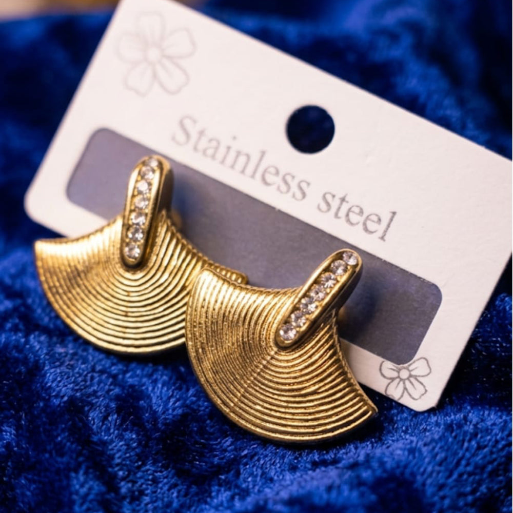 Dhirish International Austrian Stone Gold Plated Studs Earrings