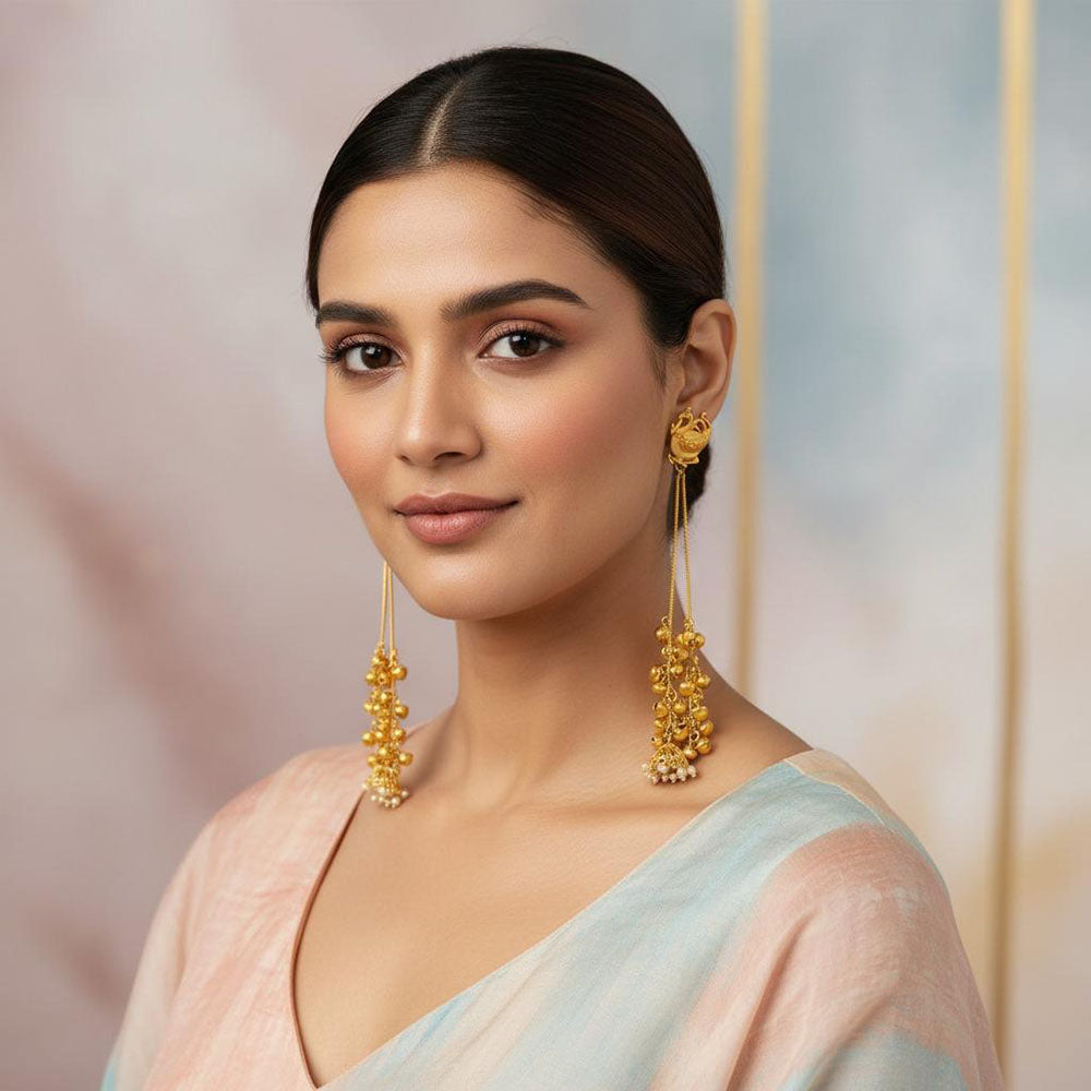Dhirish International Trendy Peacock And Ghungroo Kashmiri Dangler Earrings