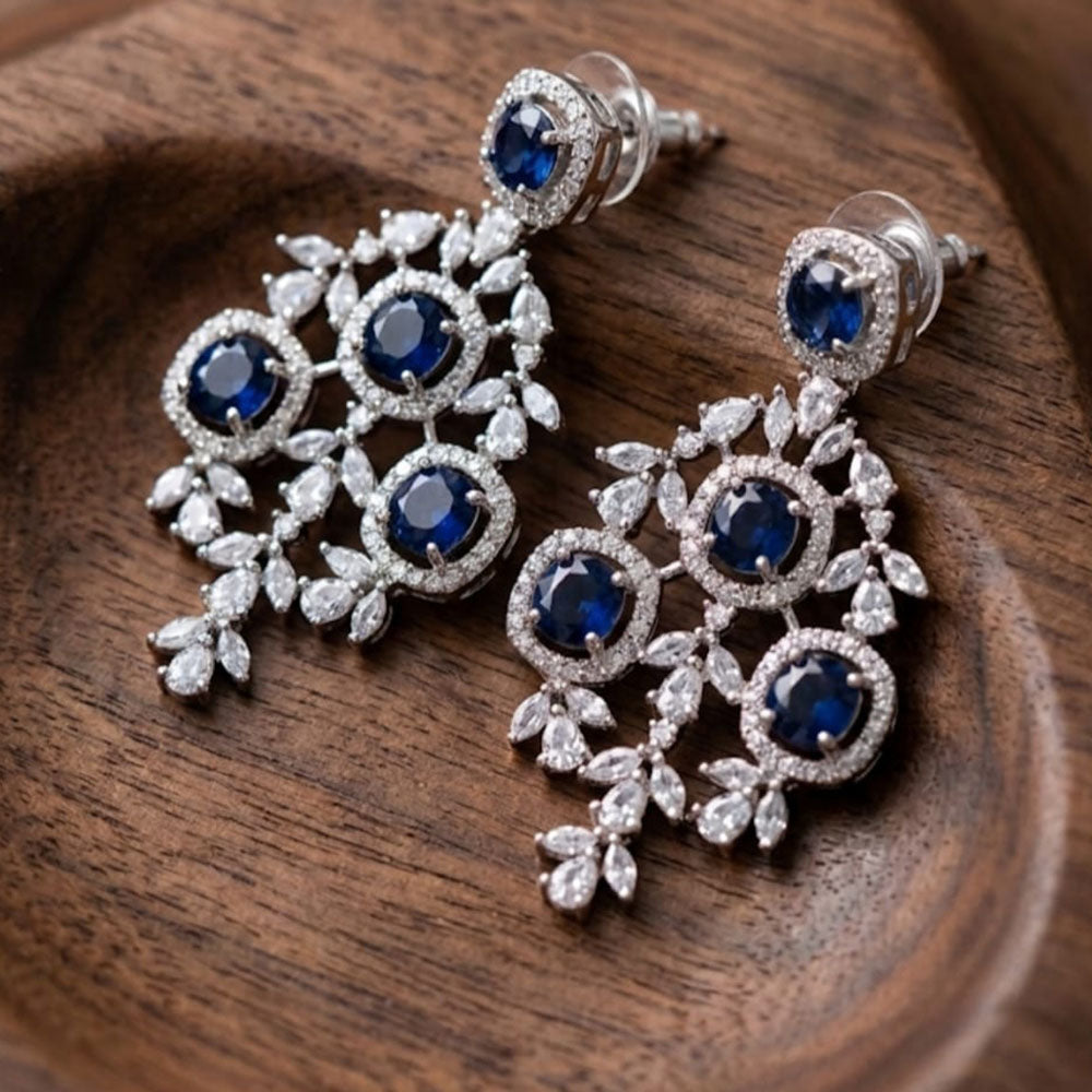 Dhirish International Sparkling American Diamond Dangler Earrings
