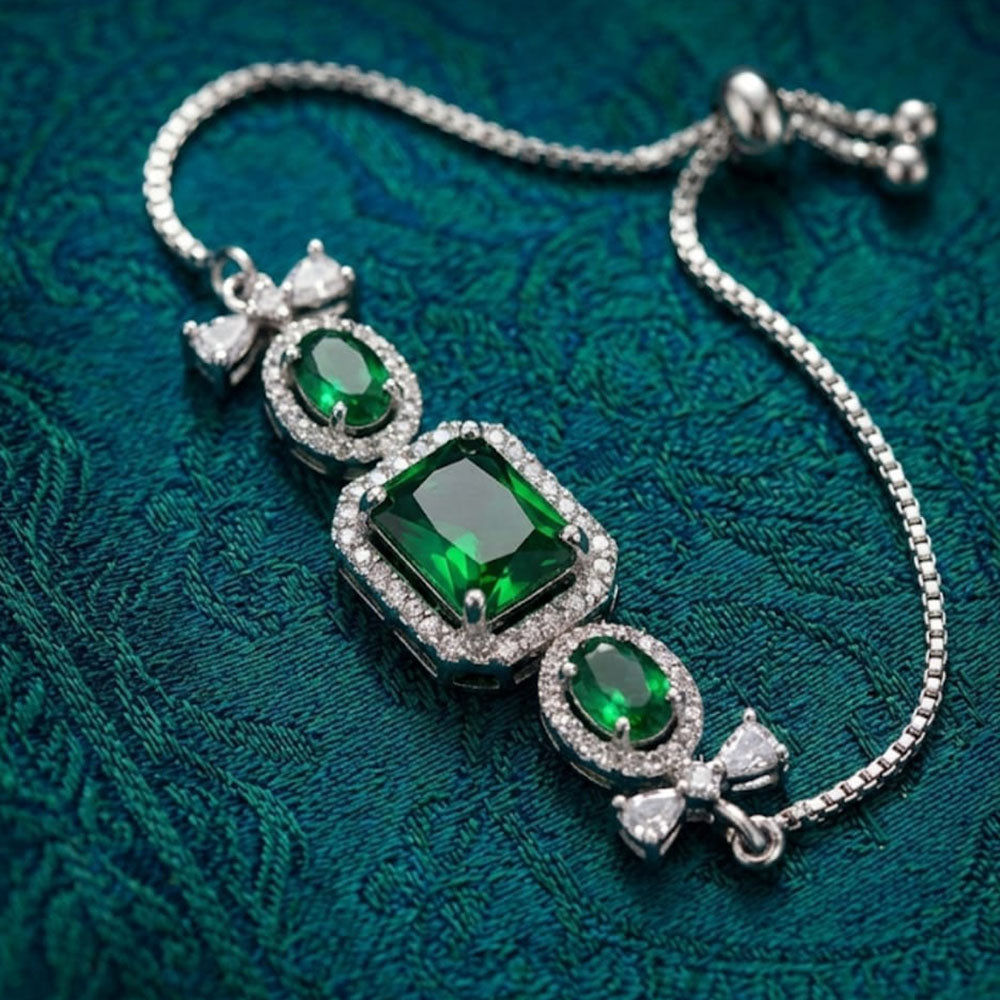 Dhirish International Elegant Silver Austrian Stone Bracelet