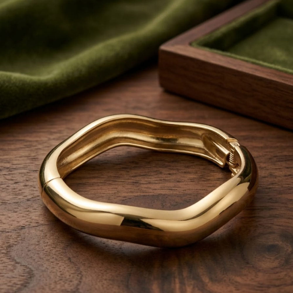 Dhirish International Designer Gold Finish Openable Bangle Bracelet