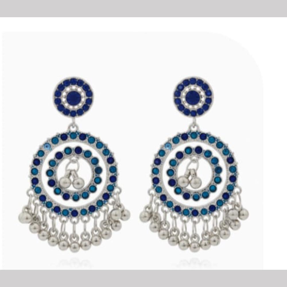 Dhirish International Heritage Oxidised Plated Pearl Dangler Earrings