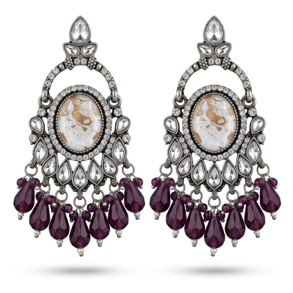 Dhirish International Stylish Kundan Stone And Beads Dangler Earrings